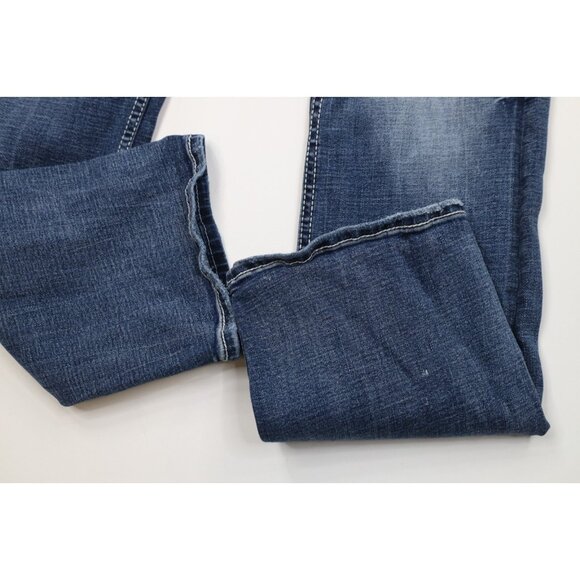 Buckle BKE Mens 28x34 Faded Thick Stitch Stretch Jake Bootcut Denim Jeans Blue - Picture 6 of 14